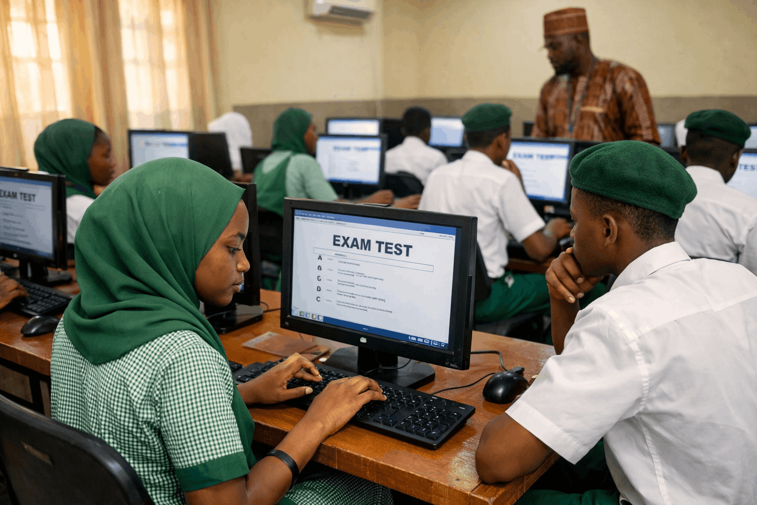 Nigerian students writing CBT exam